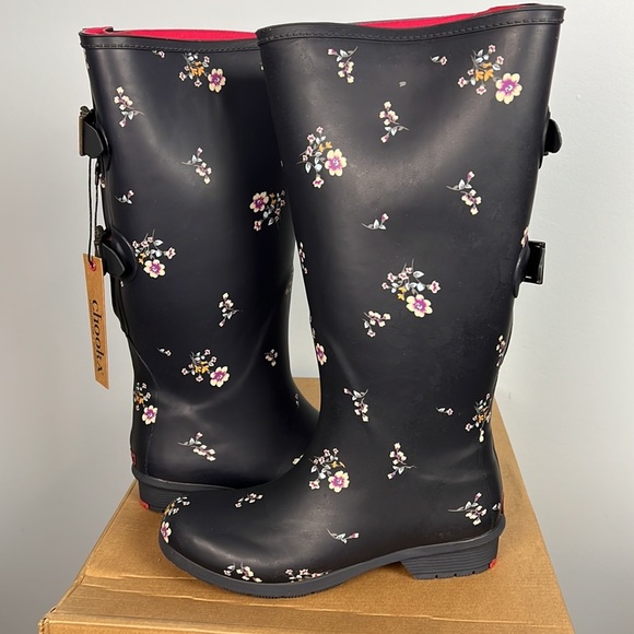 Chooka Women's Versa Wide Calf Tall floral pattern rain Boot size 6 - Picture 7 of 8